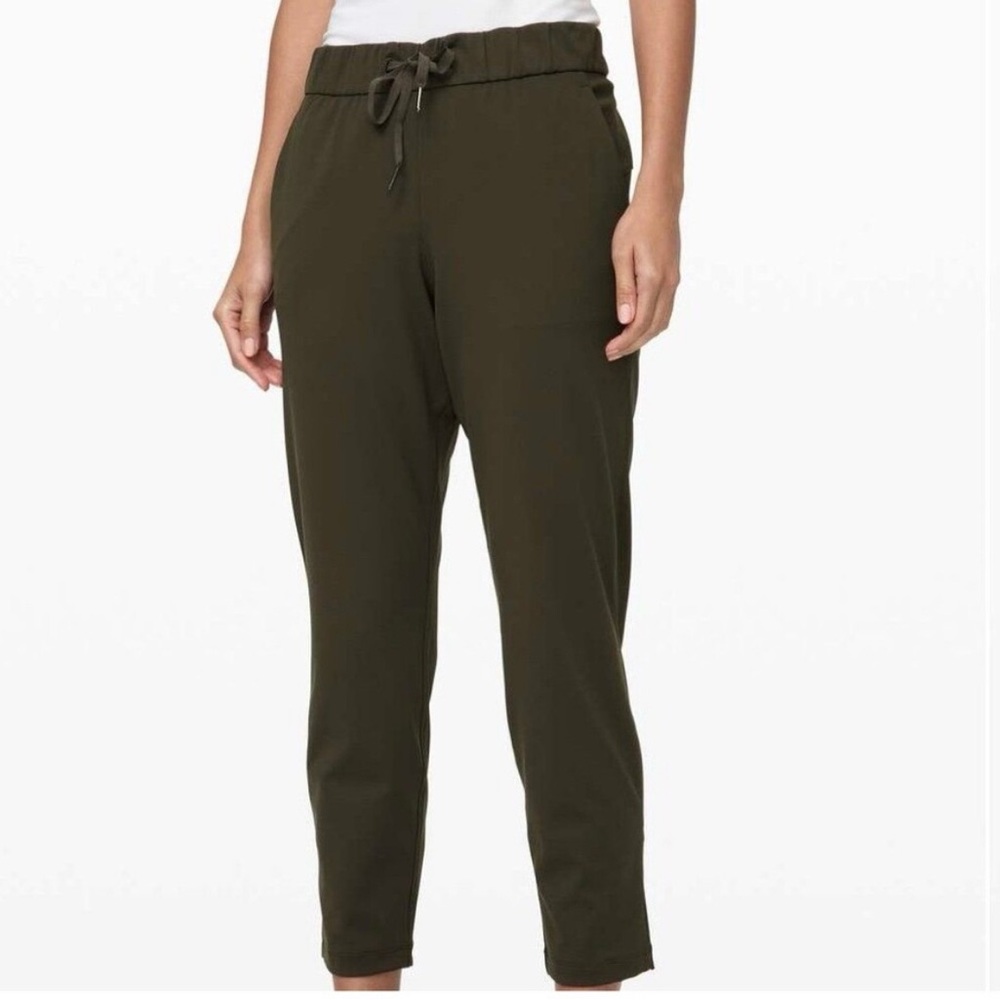 Lululemon Pants Olive Green On The Fly Pull On Straight Leg Active Womens Size 8